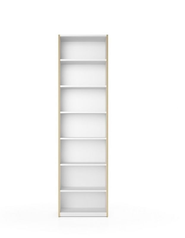 Weißes, hohes Regal "Modular Plus" von Müller Möbelwerkstätten mit acht Fächern.